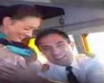 Slut stewardess in cockpit