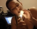 Smoking pipe between the blowjob