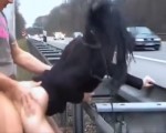 Slut fucked along highway