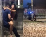 Couple fucking in front of a club