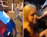 Slut gangbanged on street