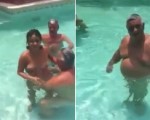 Filming her slut friend in the pool