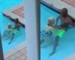 Sucking bbc in hotel pool